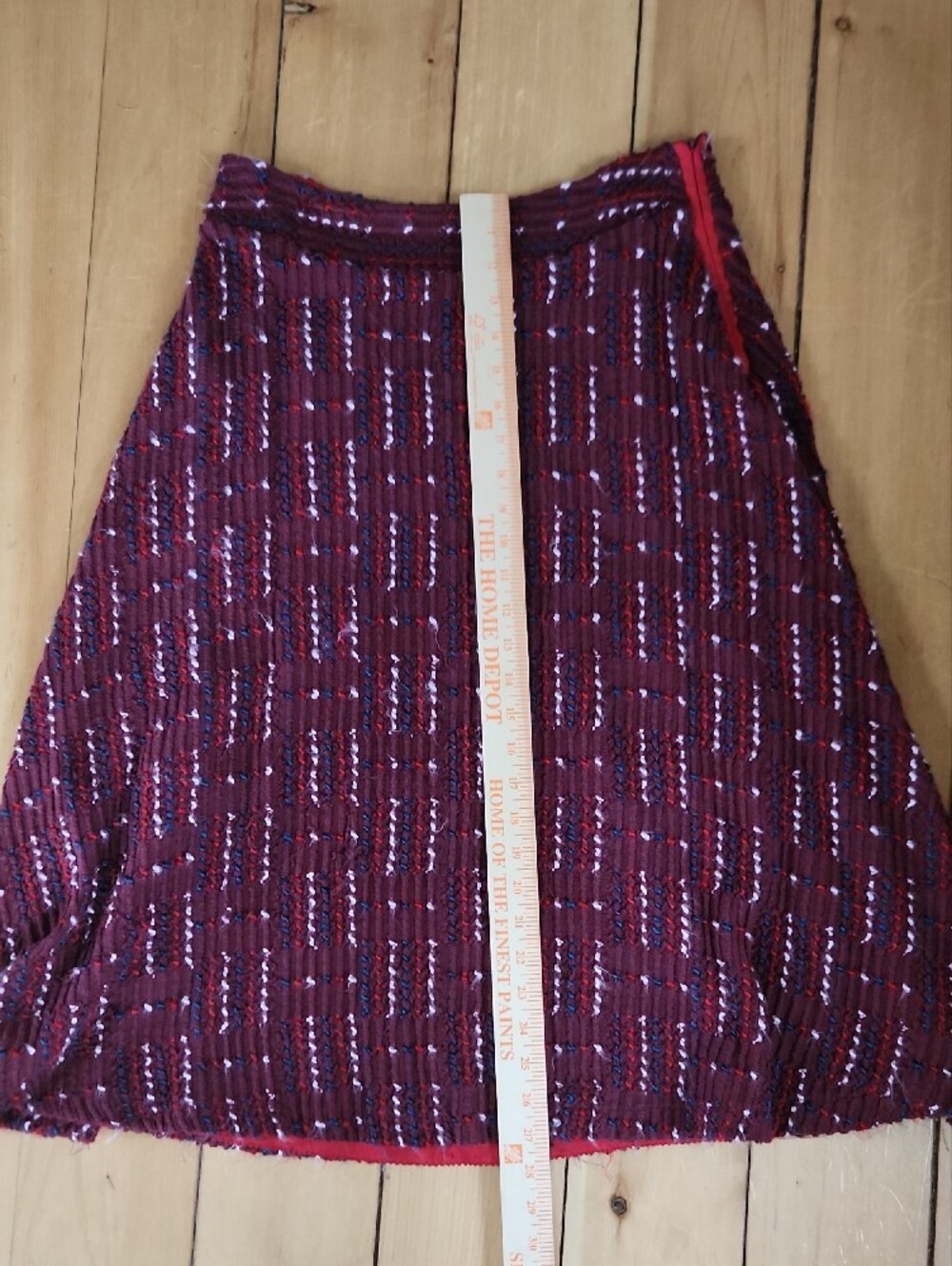 Anthropologie Maeve Burgundy Textured A-Line Knit Lined Skirt with Multicolor - Picture 11 of 13